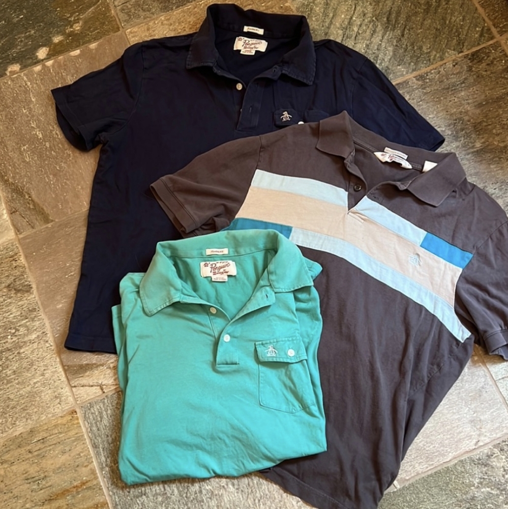 Bundle of 3 Original Penguin Polo Shirts - Medium (Fit like small)